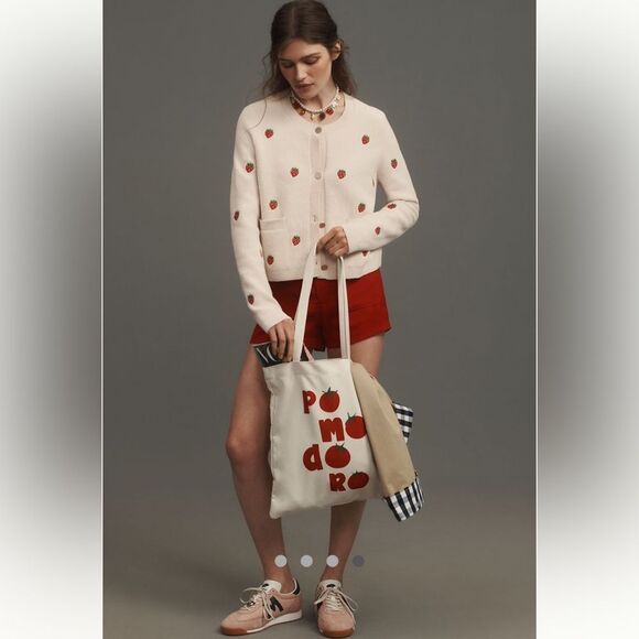 Anthropologie NVLT Strawberry Print KnitLady Jacket